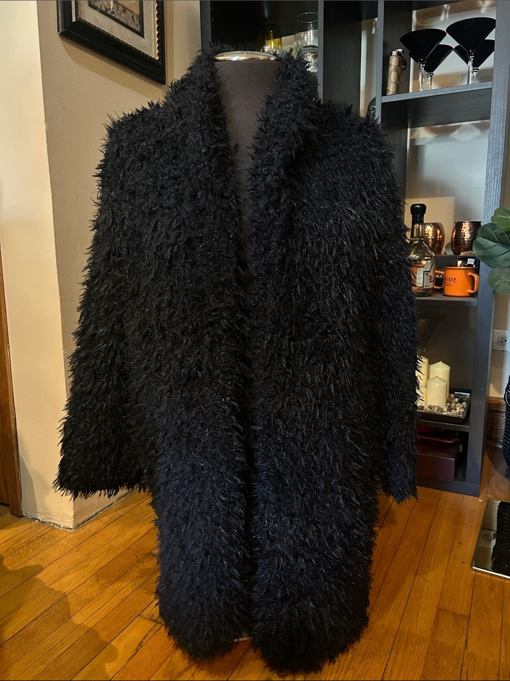 wild fable Black Plush Faux-Fur Teddy Jacket
